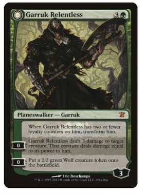 牌客窝 万智牌  无情贾路  Garruk Relentless 秘稀 绿色