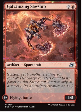 牌客窝 万智牌  激电旋锯舰 Galvanizing Sawship 银 红色