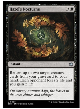 牌客窝 万智牌  哈珠儿的夜曲  Hazel's N octurne  银  黑色