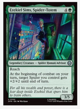 万智牌 蜘蛛图腾西结·西姆斯 Ezekiel Sims, Spider-Totem 银 绿