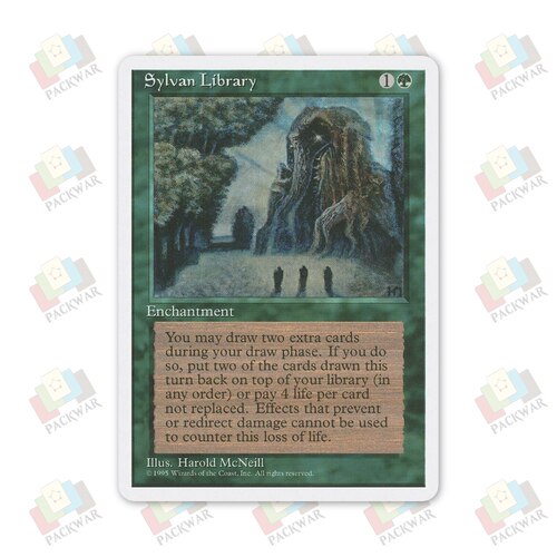 牌客窝 万智牌 森林图书馆 Sylvan Library 金 绿 闪