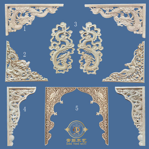 祥云凤凰贴花造型藏式神龙木雕
