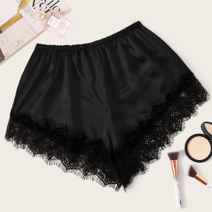 薄款夏女仿真丝睡裤冰丝打底短裤内衬蕾丝边安全裤百搭纯色打底裤