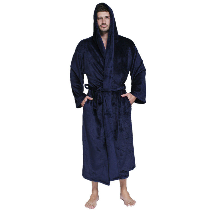 连帽情侣浴袍水貂绒黑色睡袍加大加肥300斤男女秋冬加厚法兰绒