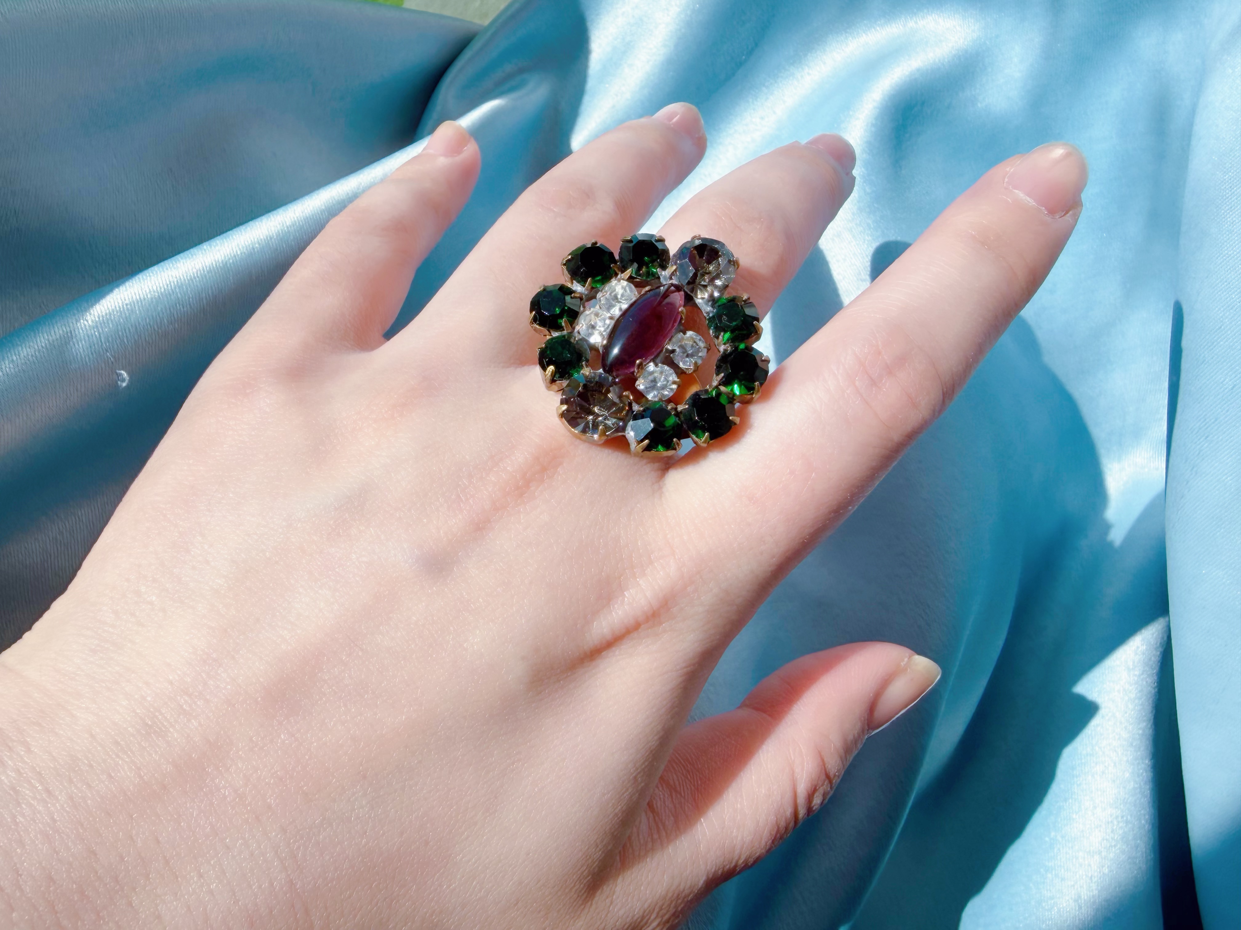 【BW中古】中古老捷克琉璃戒指，纯手工手作