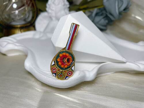 【BW中古】经典马赛克琉璃胸针