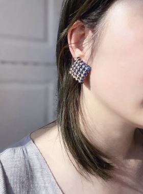 【BW中古】中古Kramer蓝宝莱茵石耳夹，白色为缓痛耳夹