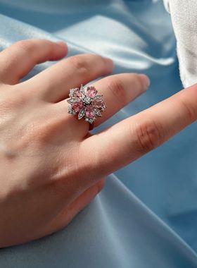 【BW宝石】粉红色碧玺有钱花款活口戒，带证书