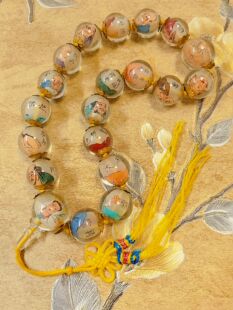 【BW中古】老琉璃18罗汉手串手持，琉璃内画18罗汉也是18颗佛珠