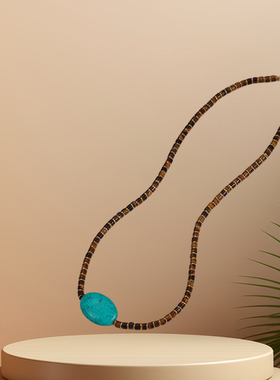 【BW宝石】度假风虎眼石配绿松项链