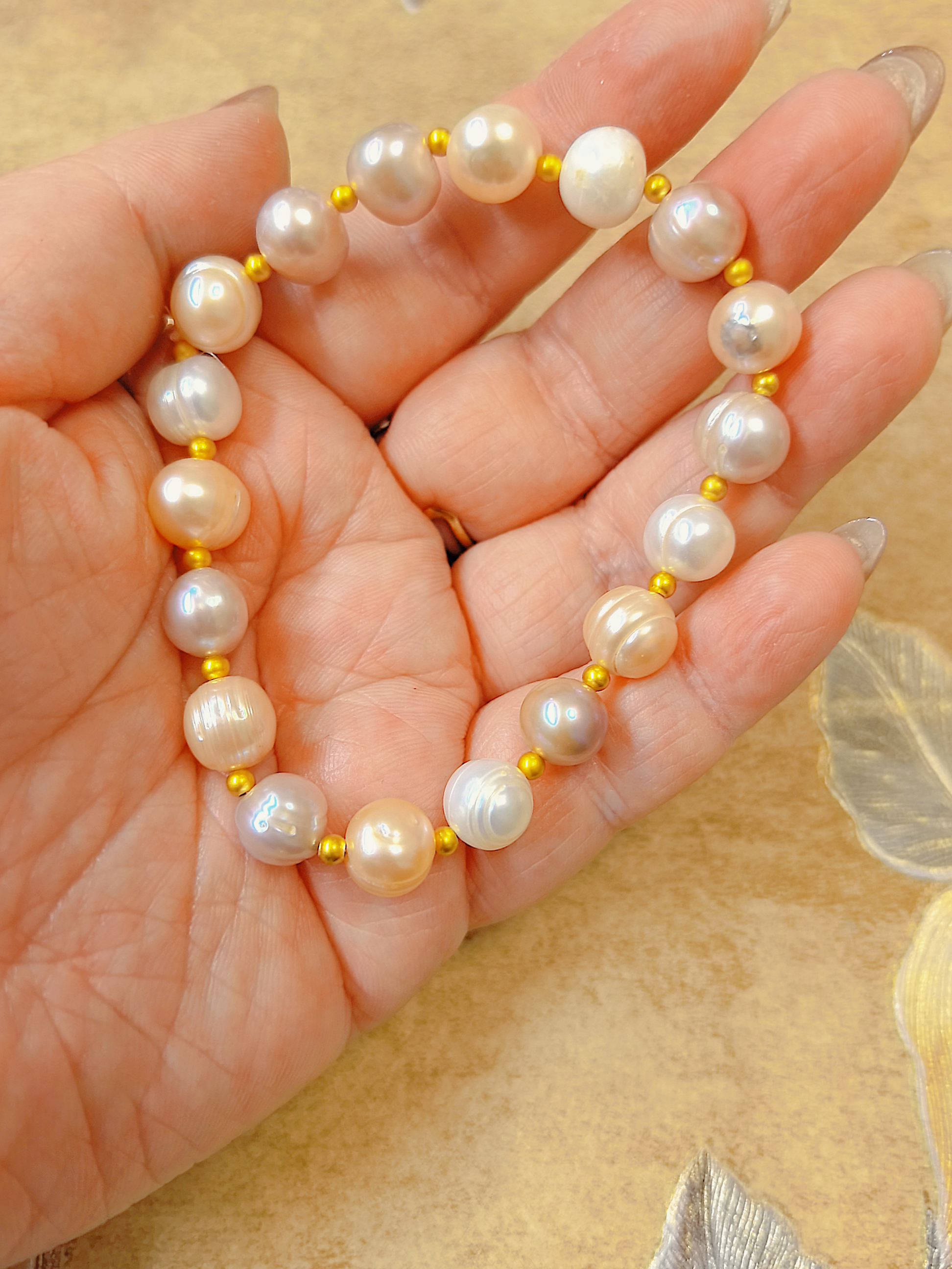 【BW珍珠】强光混彩糖果手串，天然淡水近圆珍珠，纯手工就两条