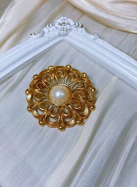【BW中古】中古Richelieu打标浓金琉璃珍珠胸针
