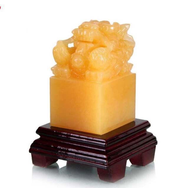 天然白玉石印玉石摆件