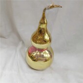 纯铜葫芦摆件光面有叶开口葫芦空心开盖八卦葫芦玄关装 饰工艺品