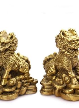 纯铜麒麟摆件护宝麒麟玄关办公室
