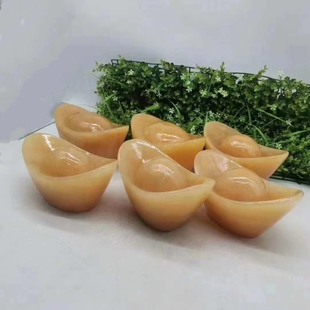 天然黄玉石元宝摆件米黄玉聚宝盆金元宝家居客厅酒柜装饰工艺礼品