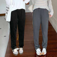 大码女装200斤胖美眉高腰显瘦直筒卫裤宽松简约休闲长裤子女32267