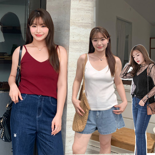 纯色吊带背心女内搭打底衫 200斤胖mm春夏法式 上衣32188 女装 大码