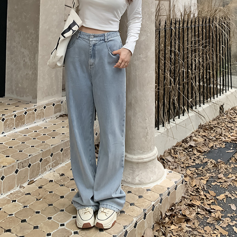 大码女装韩版时尚高腰显瘦牛仔裤