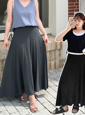 大码胖mm气质一整套穿搭高腰半身裙显瘦甜美减龄中长款裙子32227