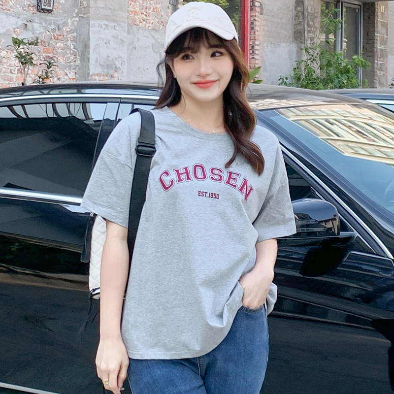 大码女装春夏印花短袖T恤打底衫