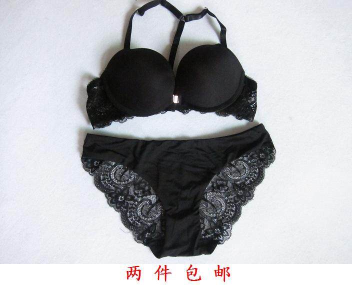 前扣Y型性感精致蕾丝上薄下厚小胸聚拢内衣 文胸套装 2件包邮