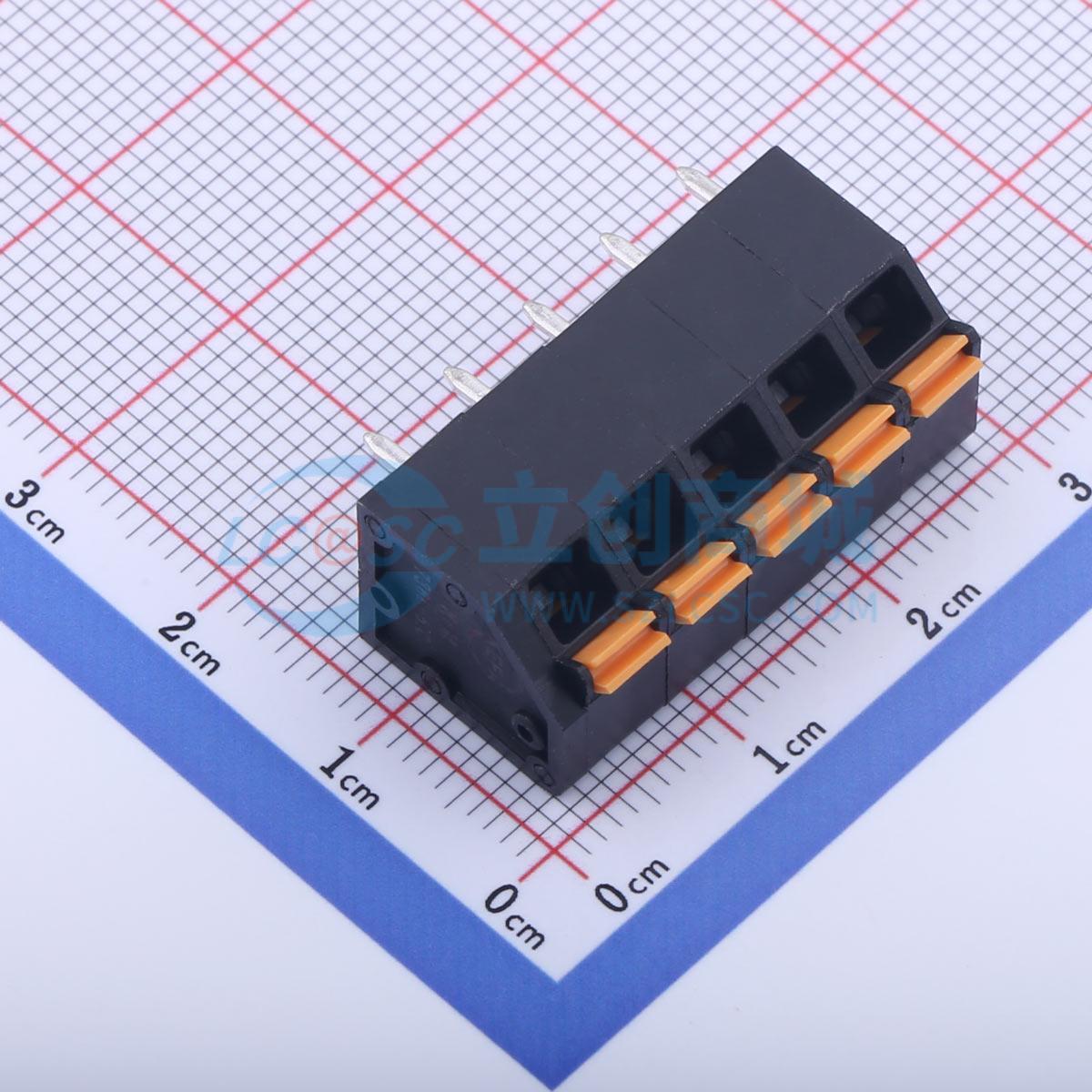 5只起 弹簧式接线端子 KFM736L-5.0-5P 插件P=5mm 1x5P 5P 电子元