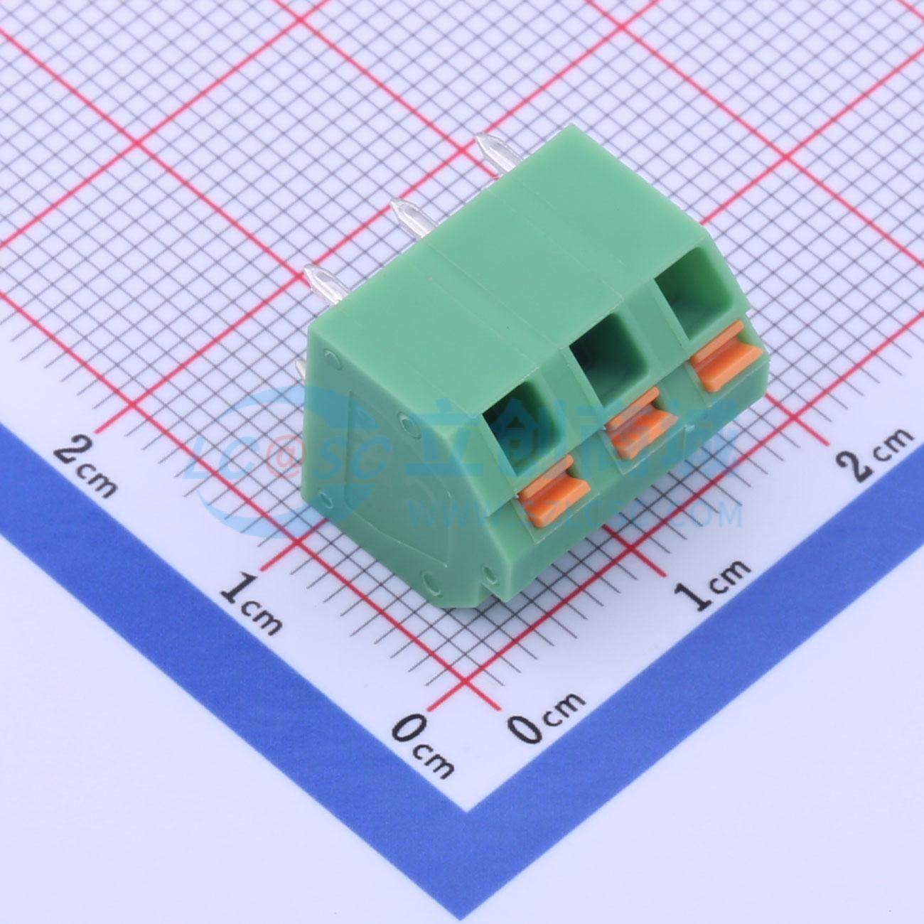 5只起 弹簧式接线端子 KF250NH-5.08-3P 插件P=5.08mm 1x3P 3P 原