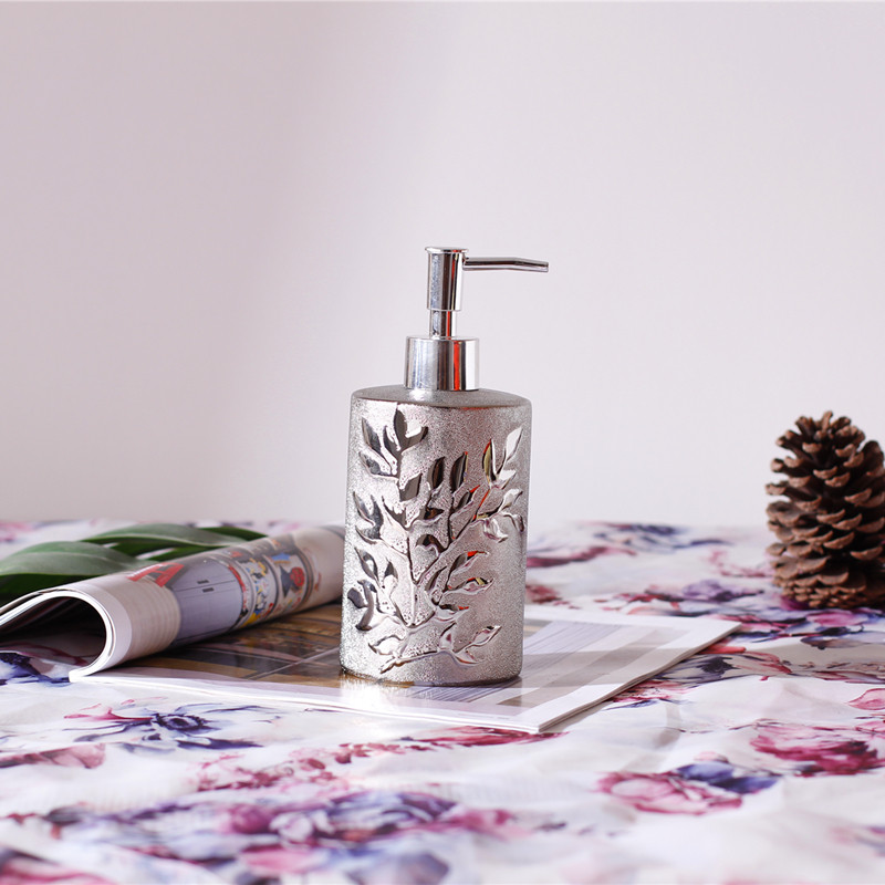 陶瓷按压式分装瓶银色浮雕欧式民宿客栈洗手液沐浴露洗发水乳液瓶