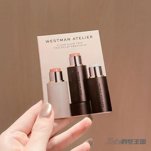 美国 WESTMAN ATELIER腮红膏PETAL高光棒LIT修容棒BISCUIT试色卡