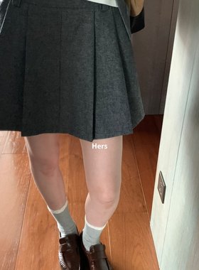 灰色韩系复古百褶裙女2025秋季高腰显瘦短裙