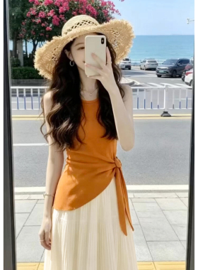 韩系巨好看穿搭一整套2026新款不规则背心上衣女夏季半身裙子套装