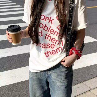 新款 大码 学院风宽松胖mm斤可穿 韩版 t恤女2026夏季 女装 纯棉短袖