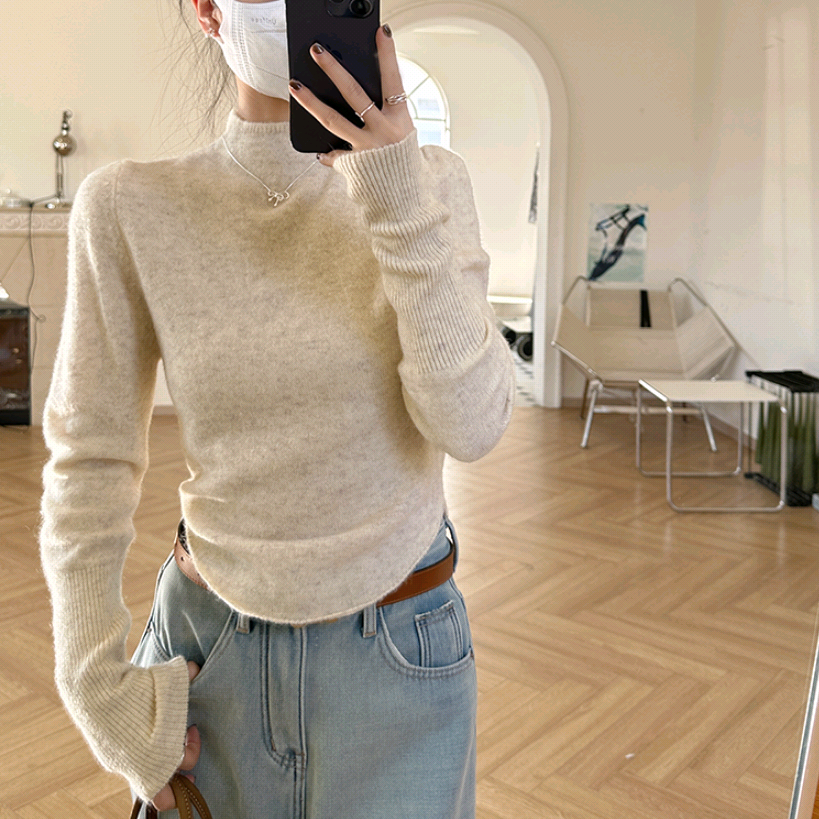 金苏一 小蛮腰打底衫女冬季韩版气质百搭半高领针织弹力显瘦上衣