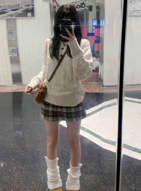 韩系白色麻花毛衣女秋冬季2025新款慵懒高级感内搭可外穿针织上衣