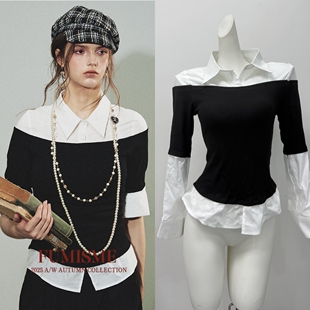 法式 Fumisme 刺绣拼接小众衬衫 复刻 气质电影通勤老钱风女 经典