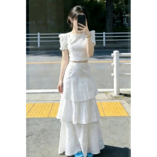 蛋糕长裙套装 韩系巨好看穿搭一整套辣妹气质连衣现货夏季 2026新款