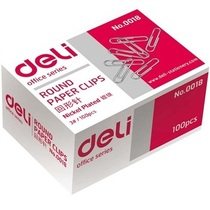 deli 得力回形针 0018 曲别针 约100根 29mm 财务用品