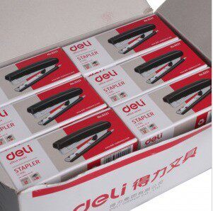 得力0221 订书机10# 小号订书机 轻巧型 带起钉器 得力文具