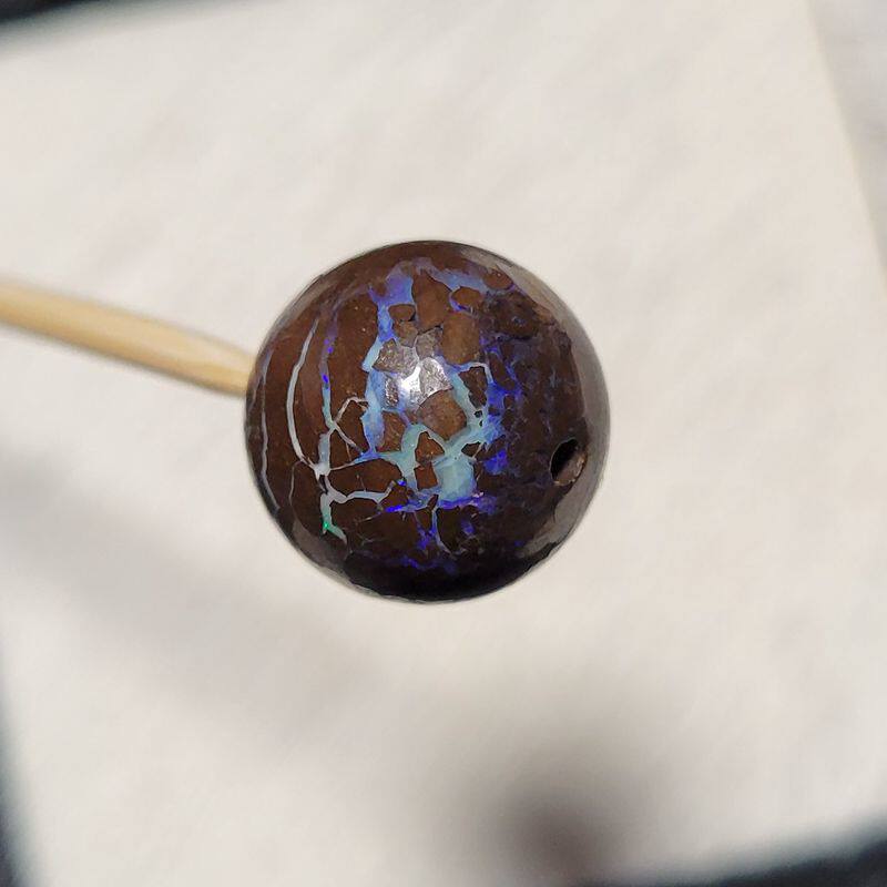【月成】天然铁欧泊脉石圆珠 手串DIY配件 澳洲欧泊石散珠子12+mm