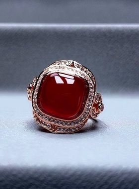 女南红玛瑙戒指活口可调节