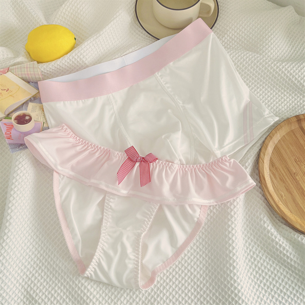 甜美二次元风~可爱性感情侣内裤纯欲一男一女内衣套装情人节礼物,女士内衣/男士内衣/家居服,男平角内裤,淘宝优惠券,粉丝福利购,淘宝优惠卷