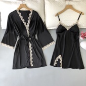 性感睡衣女夏吊带睡裙冰丝绸睡袍透气冰仿真丝绸带胸垫两件套睡衣