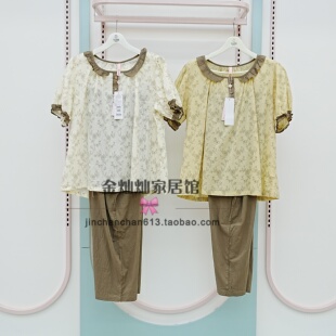 花丛丽影326212229正品睡衣2026夏季新款全棉梭织女套装家居服
