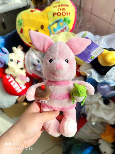 围尼POOH好友小猪皮杰抱小青蛙蛋糕版Piglet公仔卡通毛绒玩具玩偶