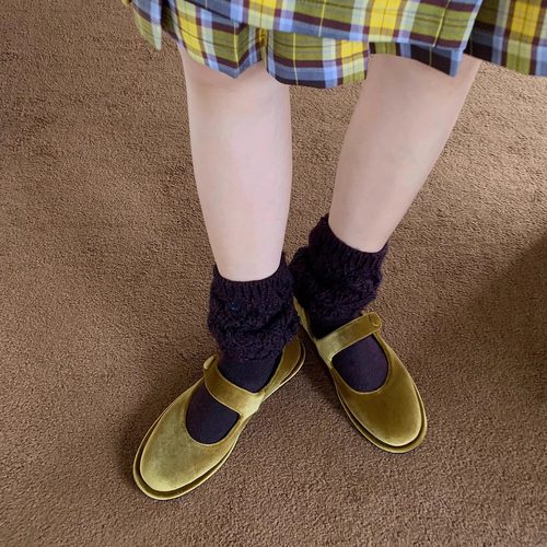 9.11日新品鞋大师2025秋季玛丽珍一字带天鹅绒平底鞋浅口单鞋