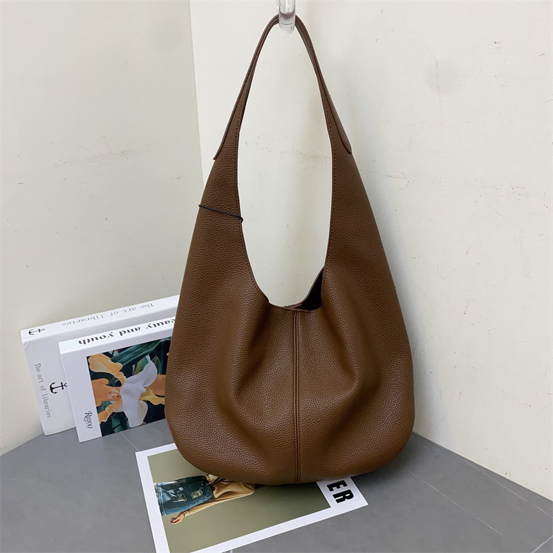 2025新款时尚荔枝纹软皮托特包休闲慵懒风腋下单肩包大容量手提包