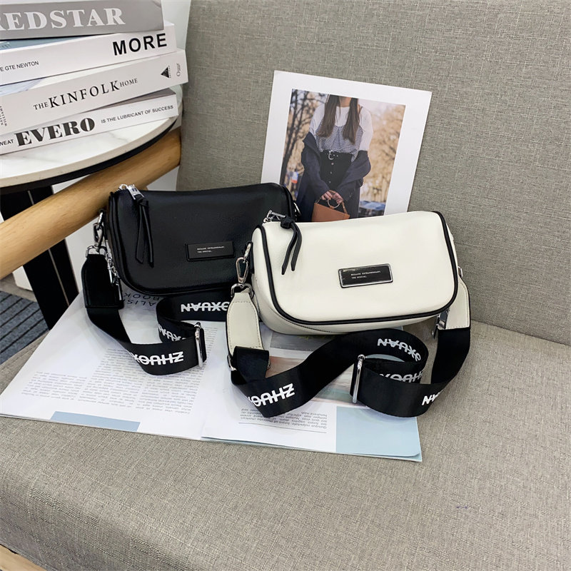 2025新款时尚荔枝纹半圆马鞍包休闲纯色宽带单肩包质感软皮斜跨包