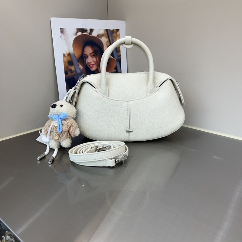 2026新款荔枝纹半圆马鞍包小众设计百搭手提包质感纯色单肩斜跨包