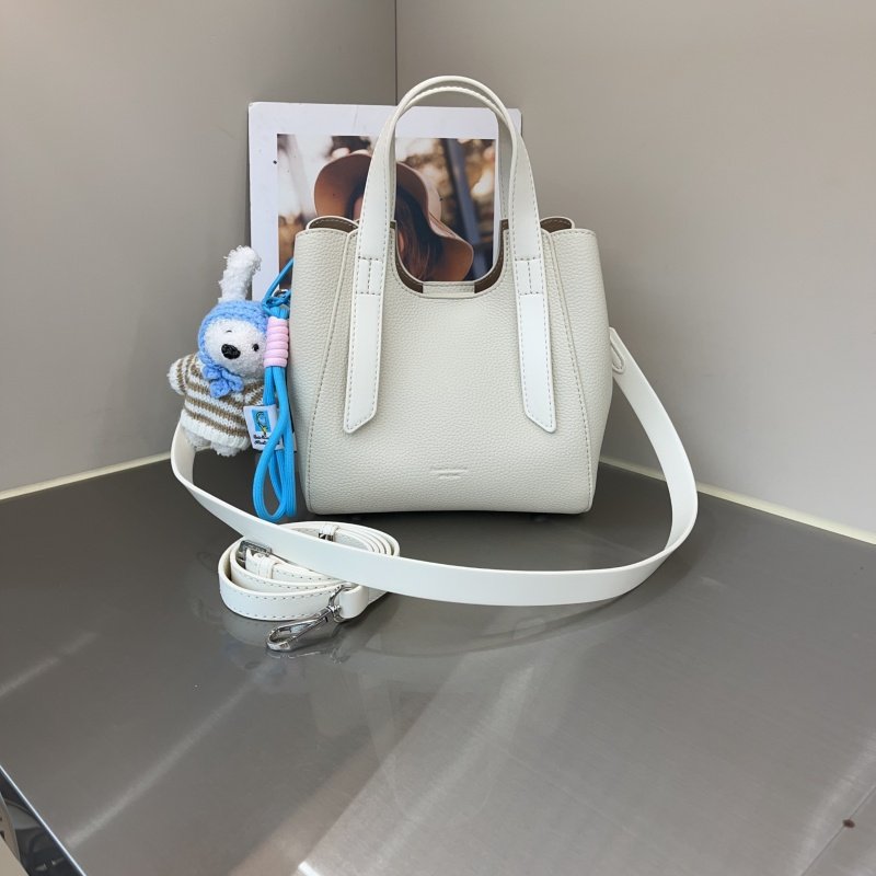 2026新款韩版时尚荔枝纹软皮菜篮子水桶包休闲手提包纯色单肩斜跨